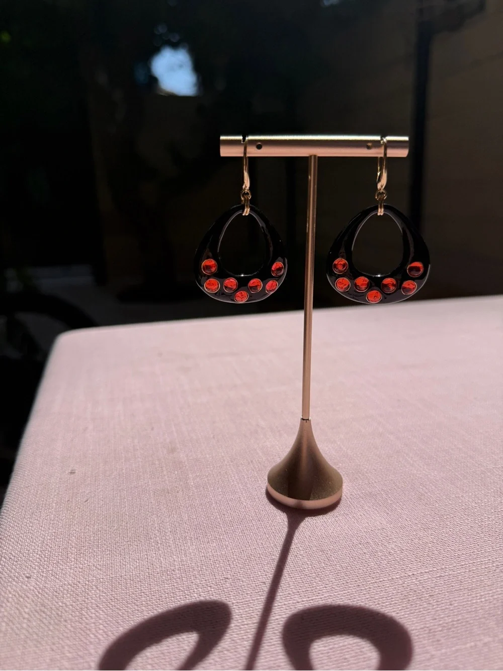 Erwin Pearl Vintage Black & Red Statement Earrings  hoop earrings